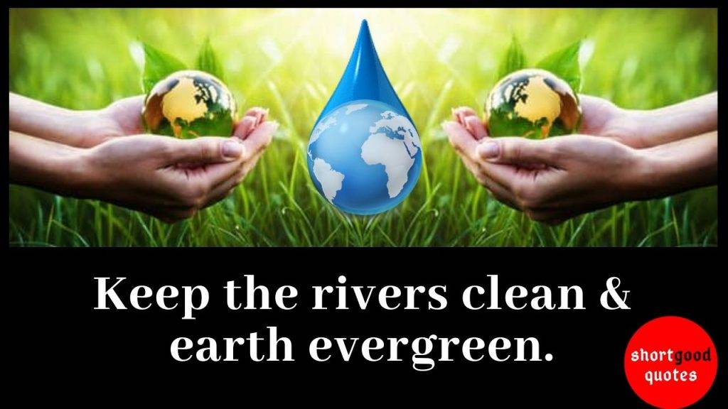 Keep the rivers clean earth evergreen. Save Water Quotes